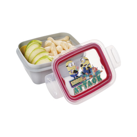 Pote Plástico Minions Con Traba y División 630 ml GRIS