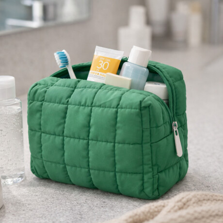 Neceser puffer clasico - 10x12x19cm Verde