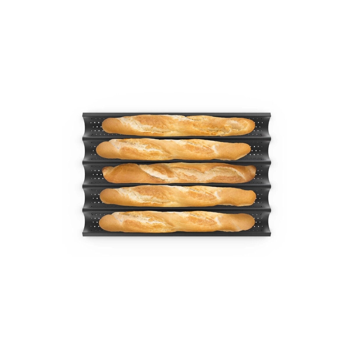 Bandeja Perforada para Panaderia de 5 Canales de Aluminio Antiadherente 60 x 40 cm 