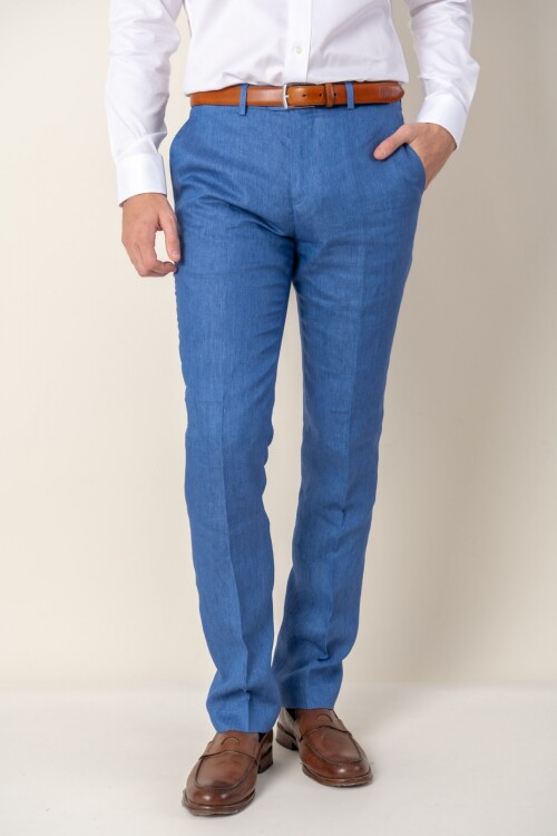 Pantalon de lino Classic Fit Blue