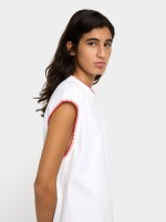 Camiseta Con Bordes Marcados 100% Algodón blanco