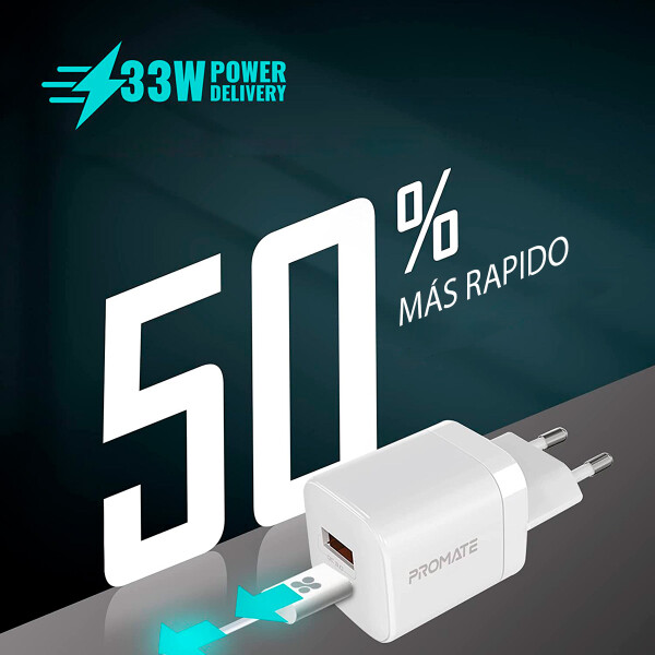 Cargador Promate Powerport 33 Eu BLANCO