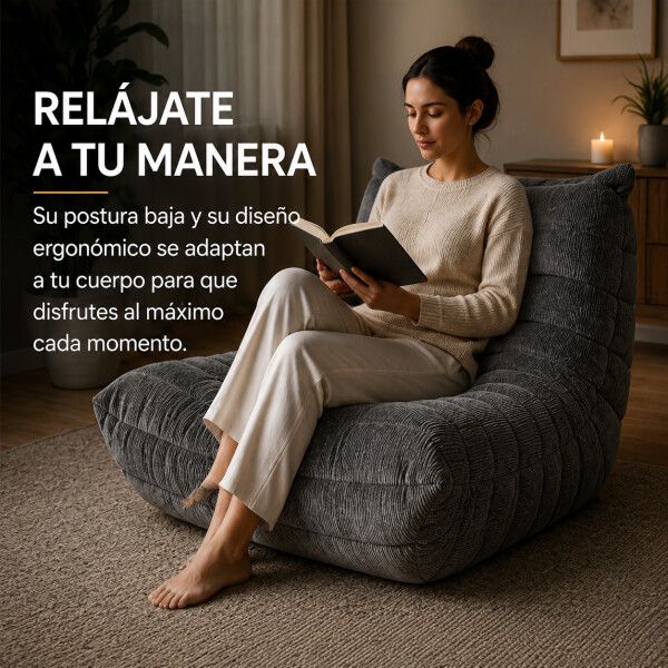 Sillón ComboHome Toggo 1 Cuerpo Lazy Sofa Puff Corderoy Gris 1