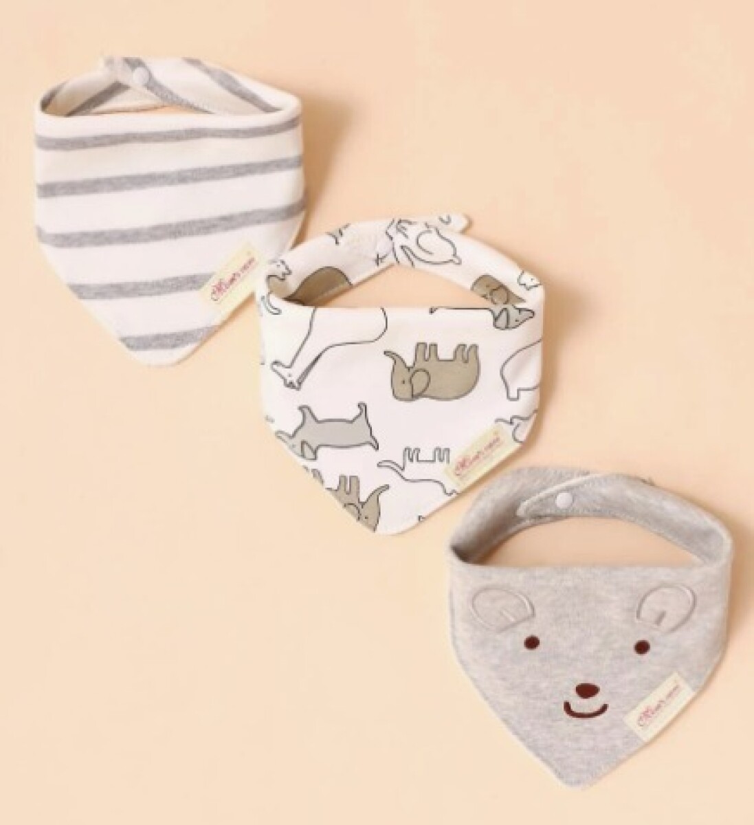 Set baberos bandana x3 - raton gris 
