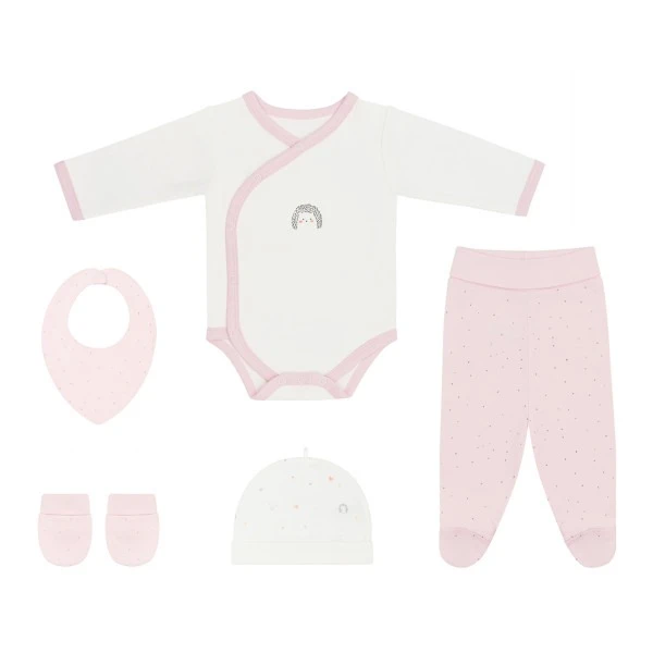 Set recien nacido textil primer muda KIKKABOO 5pz rosado