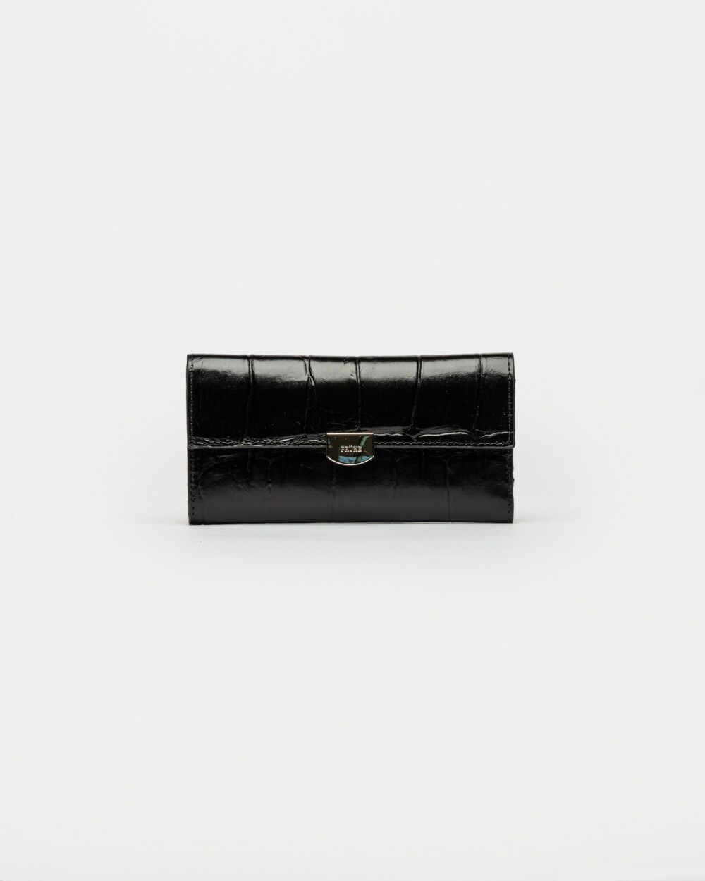 Billetera Dalia En Cuero Grabado Croco Negro