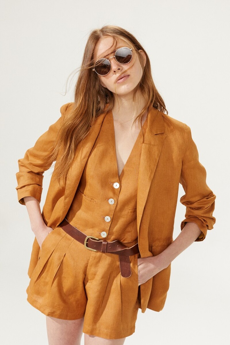 MILANO LINEN BLAZER Caramelo