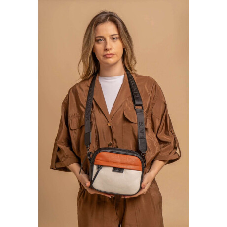 Bandolera Palma Blanco - Caramelo Y Negro