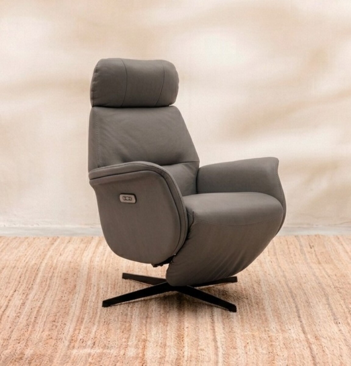 Sillón Reclinable Cuero Flora Gris 