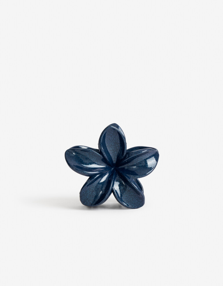 Broche Flores Borche Flor Metalizado. - Azul Noche