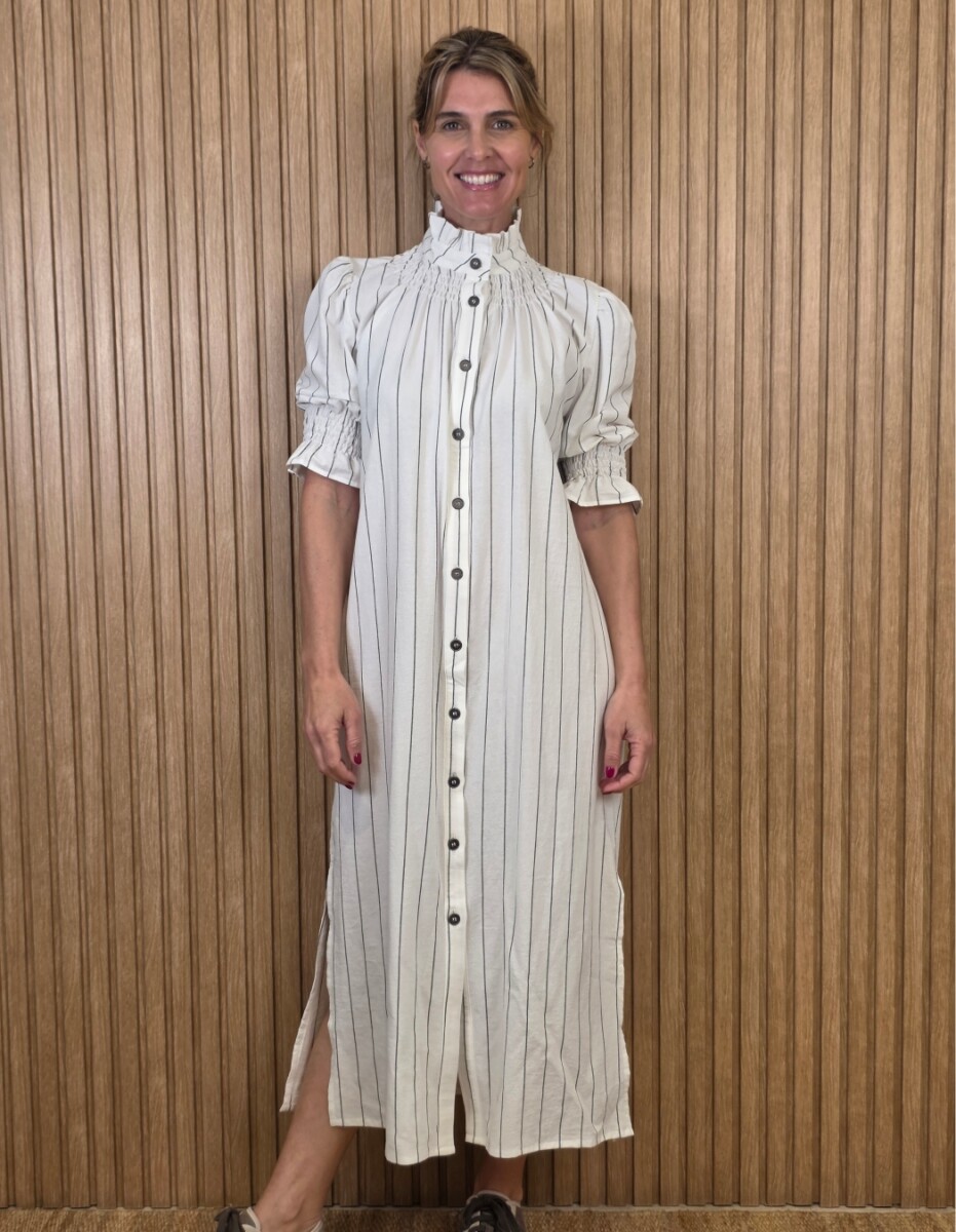 Vestido Maldivas - Raya Crudo con Gris 