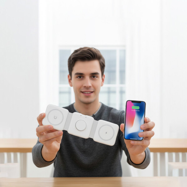 Cargador Magnético Portátil Plegable 3 En 1 Tipo Usb C 15W Cargador Magnético Portátil Plegable 3 En 1 Tipo Usb C 15W