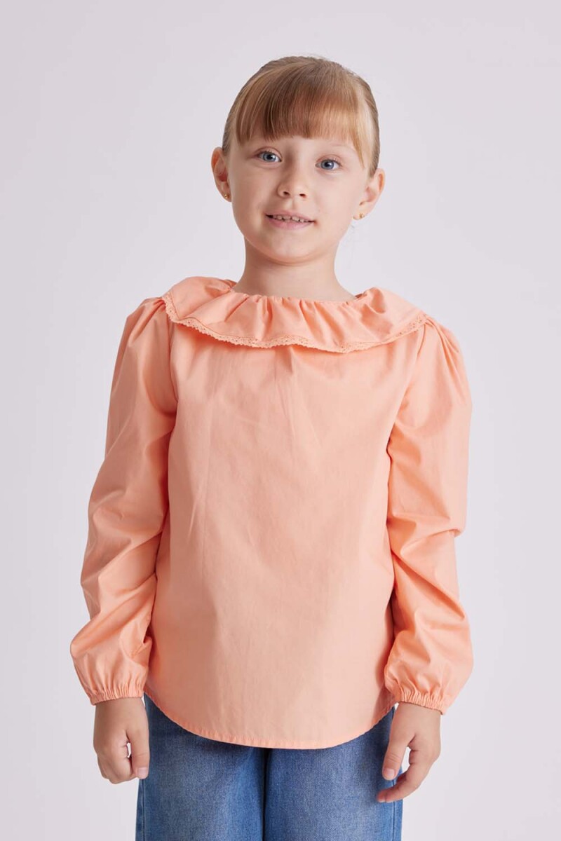 Blusa manga larga cuello y botones espalda Salmón