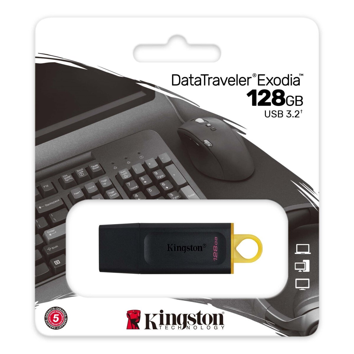 Pendrive KINGSTON DataTraveler Exodia 128GB USB 3.2 Negro / amarillo