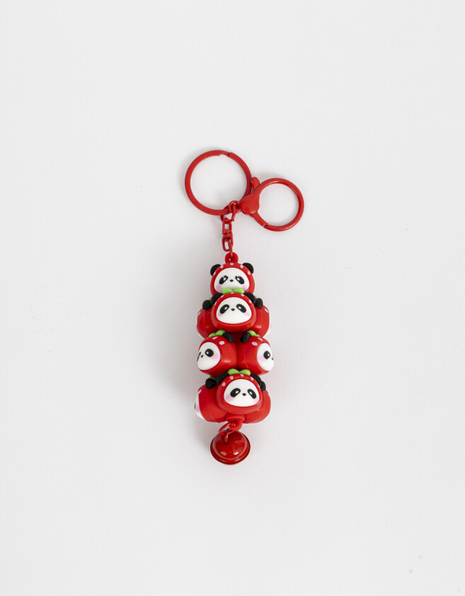 Llavero Lúdico Llavero Y Charm De Pandas Disfrazados - Rojo Frutilla