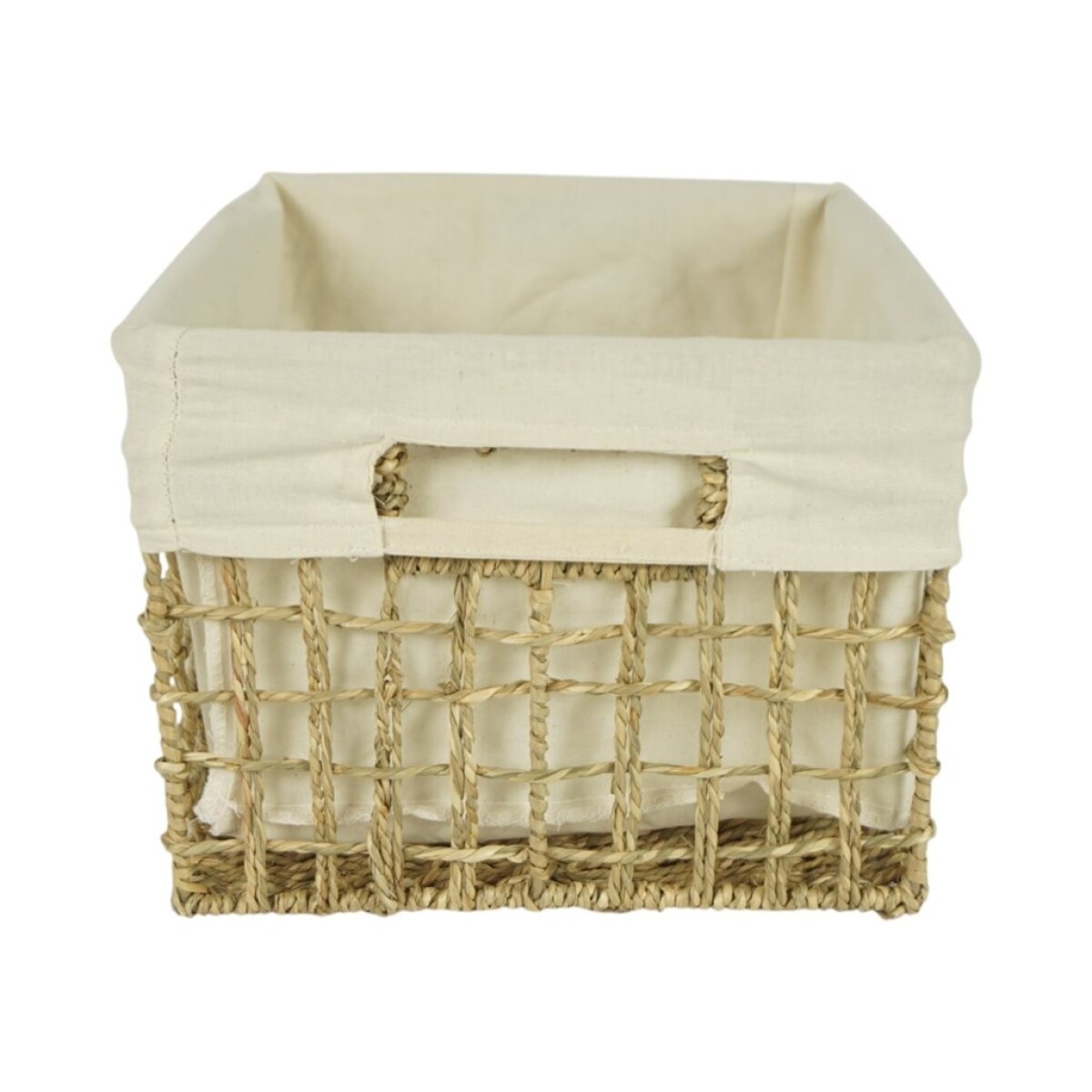 CESTO FORRADO C/TELA SEAGRASS 30x30xH23CM NATURAL 