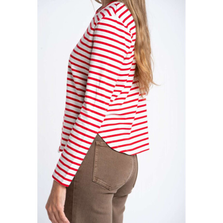 Remera Rayada Algodón Rojo