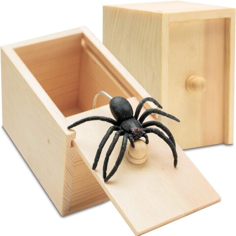Caja Madera Sorpresa Araña Falsa Escondida Para Bromas Variante Modelo Madera