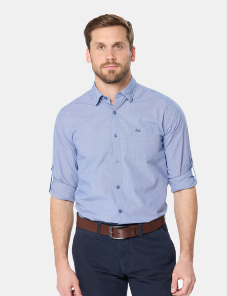 CAMISA CUADROS DE ALGODÓN Azul