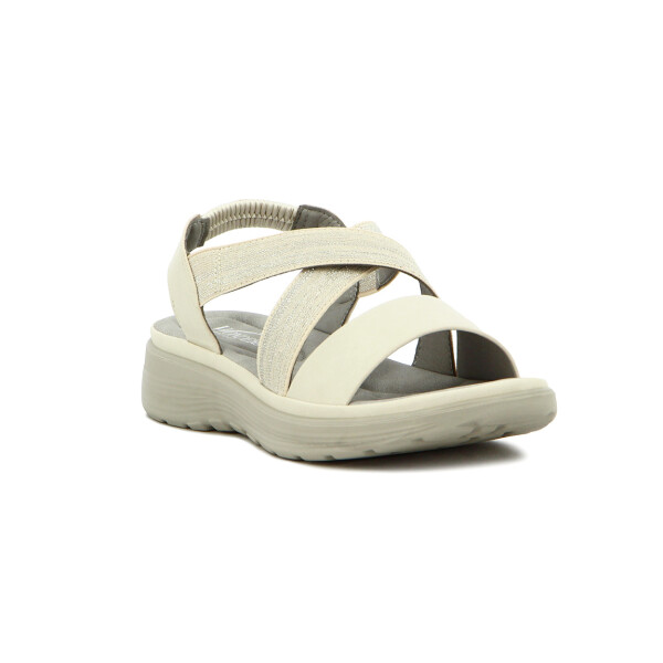 Sandalias Mujer Wonder Confort Tiras Cruzadas Beige