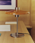 Lámpara de mesa Nuvira de acero cepillado gris claro y pantalla naranja