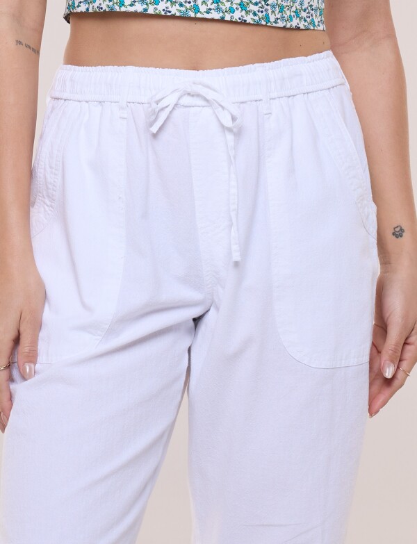 Capri Cintura Elastizada Y Detalle En Ruedo BLANCO