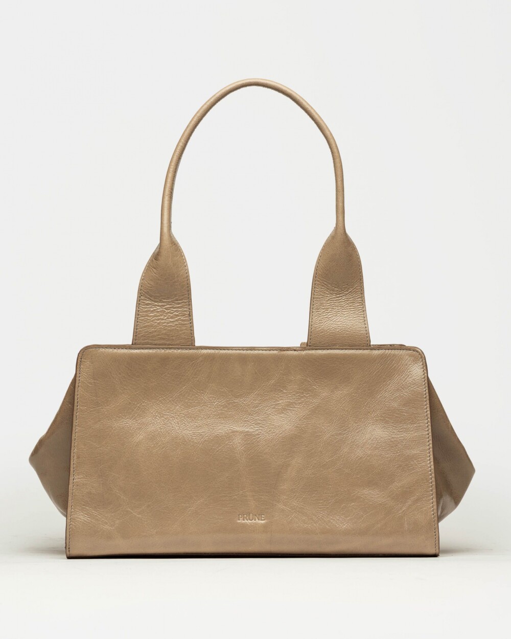 Bolso Mila en cuero arrugado Taupe