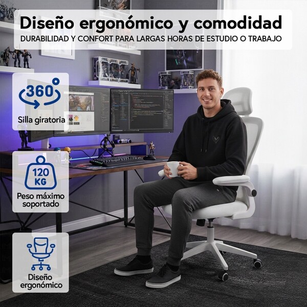 Silla de escritorio Oficina Sillon Ejecutiva Ergonomica Apoyabrazos Regulables IMBACK Color Blanco Silla de escritorio Oficina Sillon Ejecutiva Ergonomica Apoyabrazos Regulables IMBACK Color Blanco