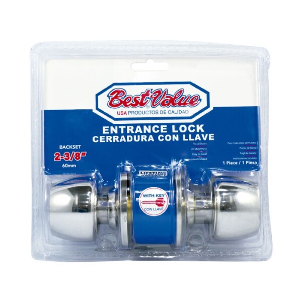 CERRADURA POMO BOLA CON LLAVE INOX - BEST VALUE CERRADURA POMO BOLA CON LLAVE INOX - BEST VALUE