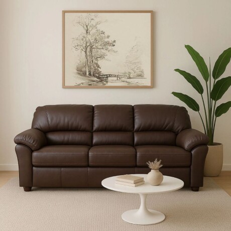 Sillon 3 cuerpos Cuero Natural Chocolate