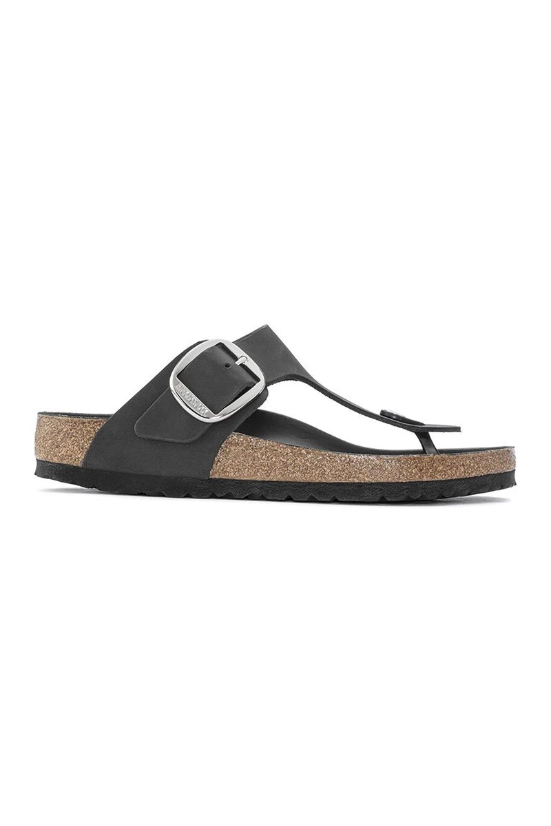 Sandalia Gizeh Big Buckle Oiled Leather - Regular Black