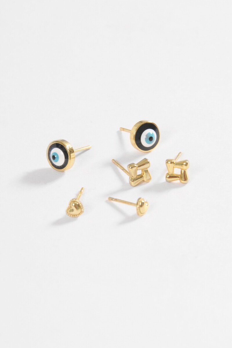 Set de caravanas pin acero dorado