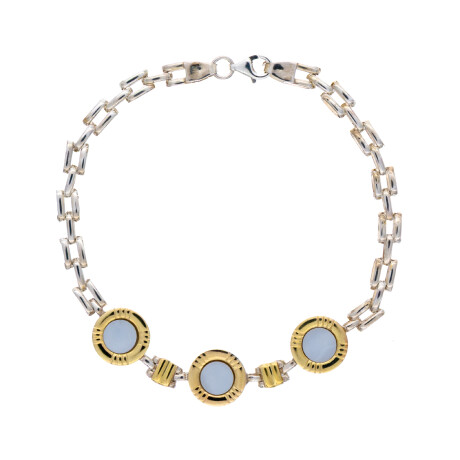 Pulsera de plata 925, double en oro 18 ktes y nácar. Pulsera de plata 925, double en oro 18 ktes y nácar.