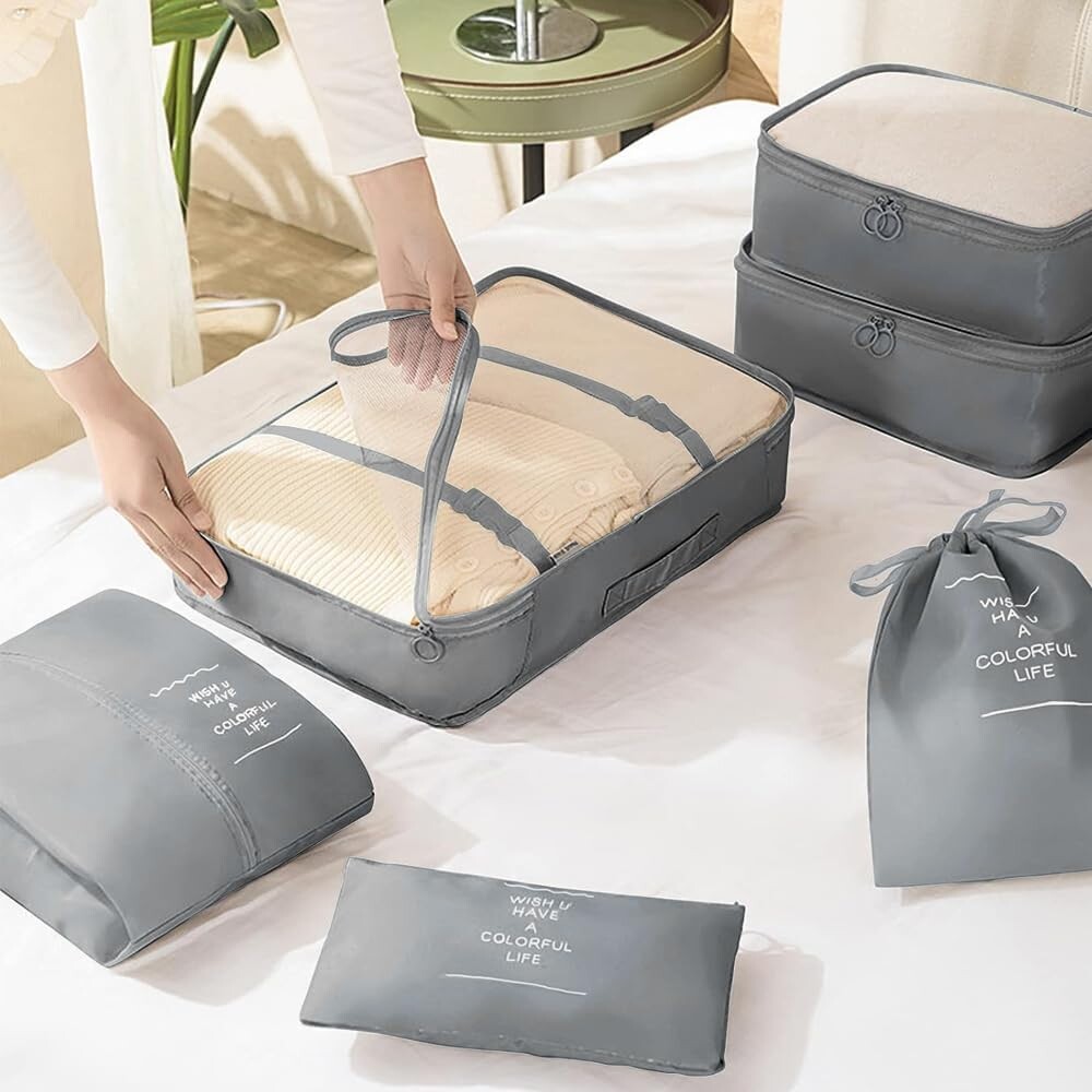 Kit Organizador de Viaje 8 Piezas Gris