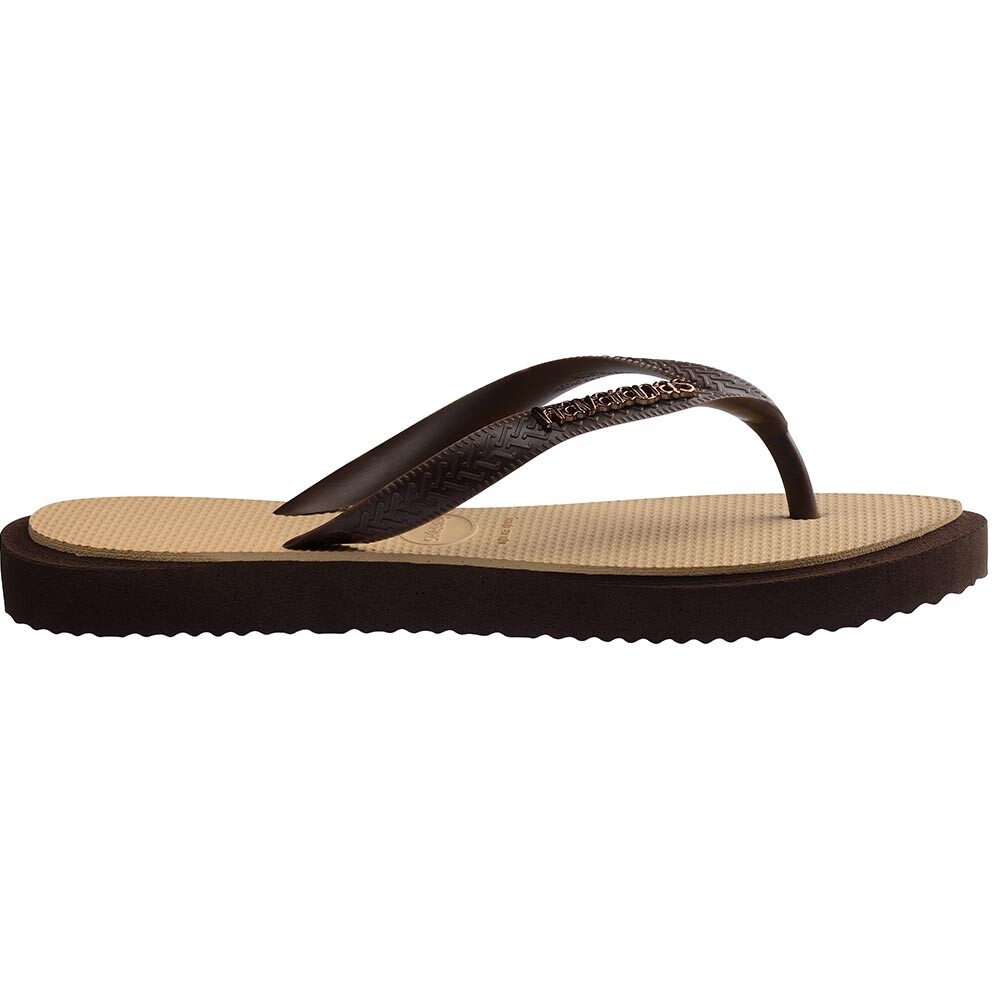 Sandalias Havaianas Top Point Fusion Mujer Marron Oscuro/Dorado