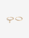 Sets Anillos Strass Set De Anillos Con Charm De Moño - Dorado