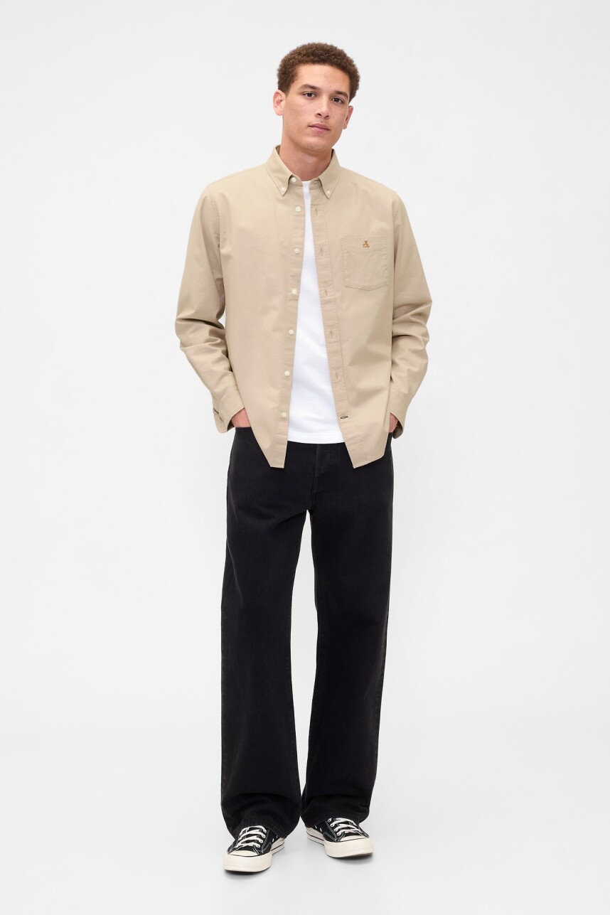 Camisa Oxford Logo Oso Brannan Hombre Wicker