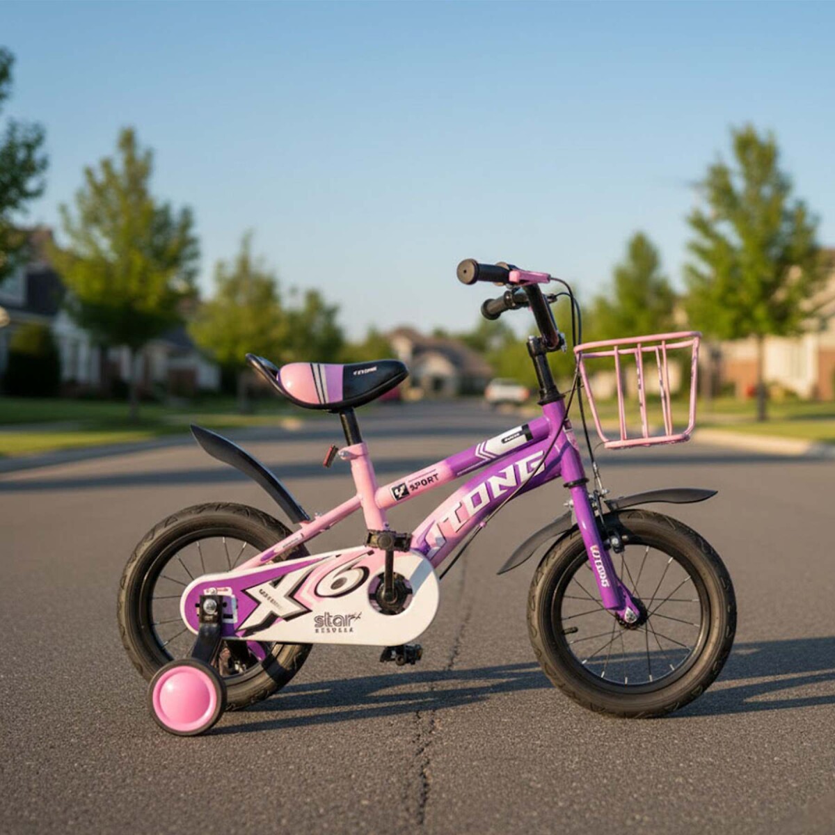 Bicicleta Infantil Yjtong Rod 12 Canasto Parrilla Rueditas - Rosa 1 