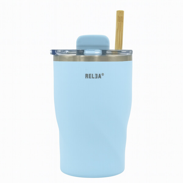 Vaso Termico Acero Inoxidable Aislante C/ Pajita 360ml Color Celeste