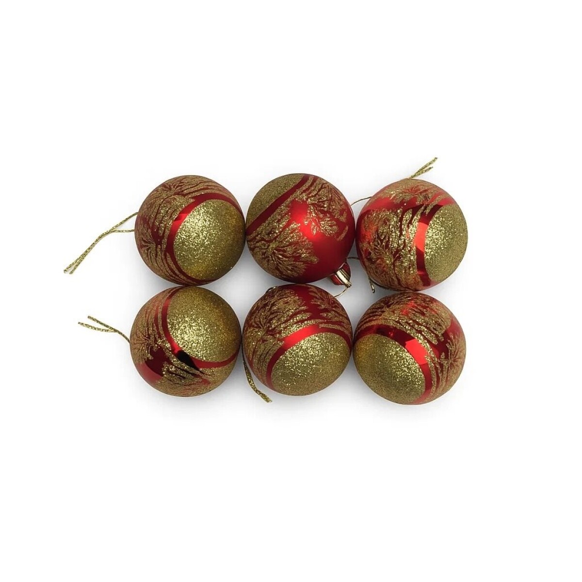 ESFERA DECORADA C/GLITTER 6CM X 6 UNIDADES ROJO 