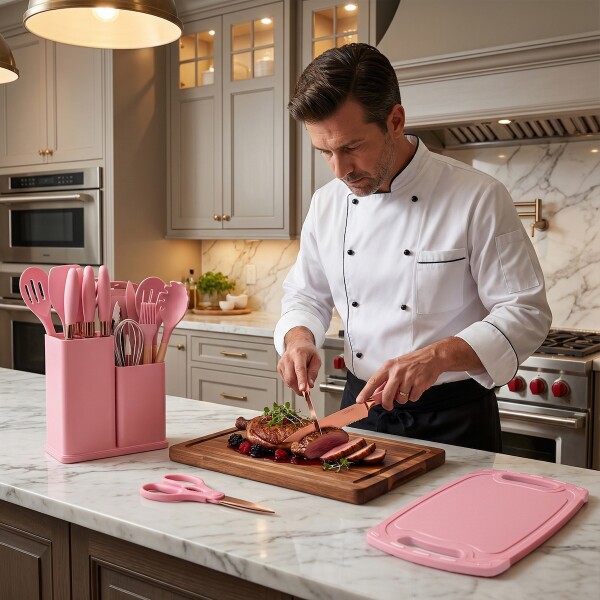 Set de 19 Utensilios para Cocina Silicona Antiadherente IMBACK Rosa Set de 19 Utensilios para Cocina Silicona Antiadherente IMBACK Rosa
