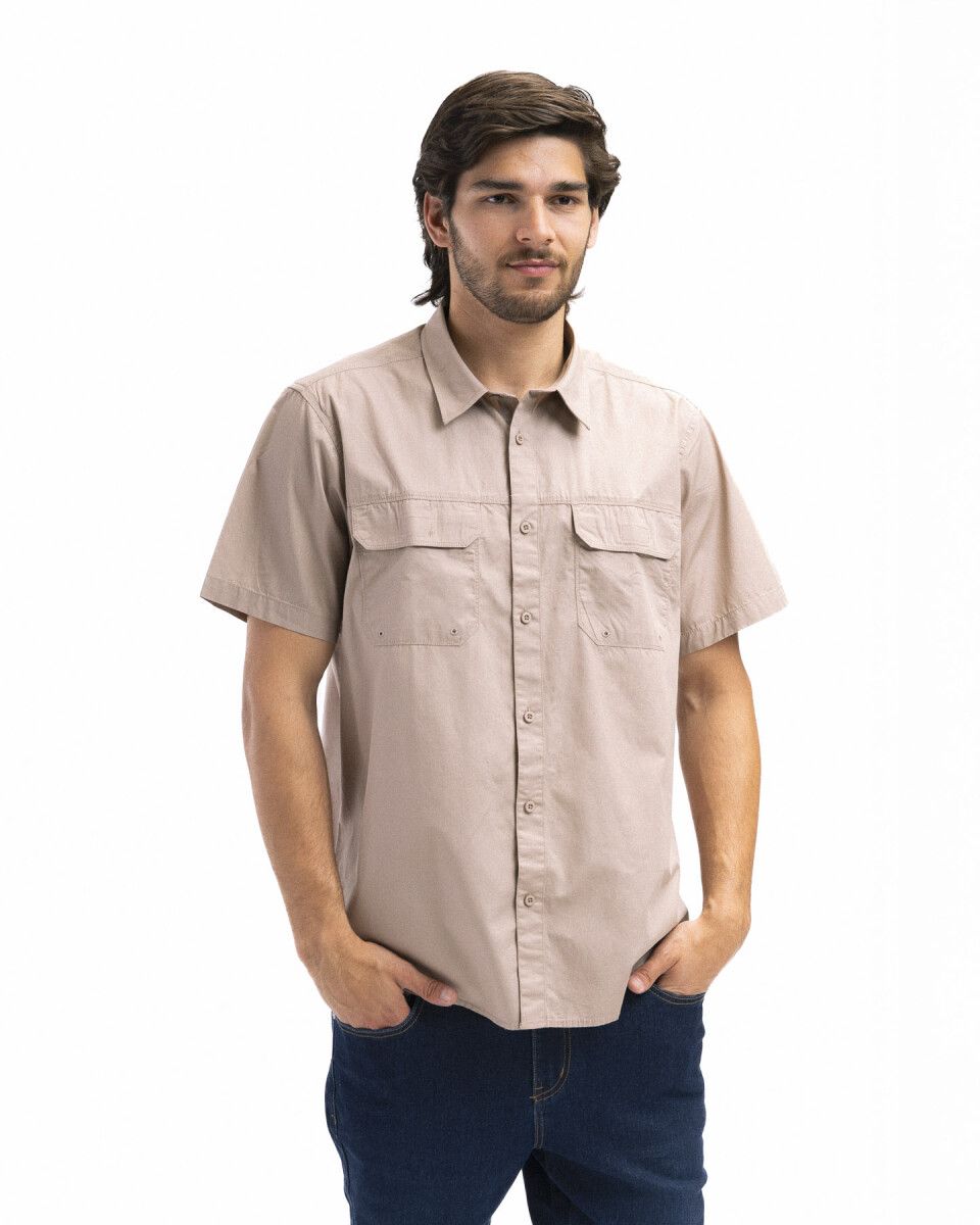 Camisa Fishing Manga Corta - Beige 