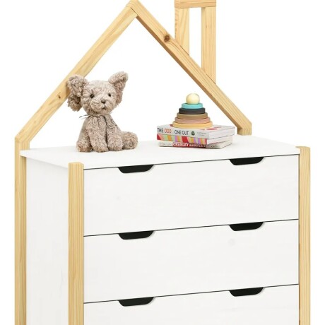 COMODA CAJONERA 3 CAJONES MADERA MACIZA DORMITORIO MADERA / BLANCO