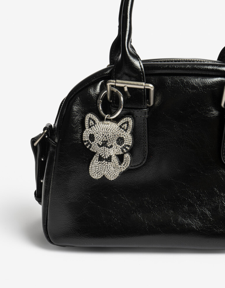 Llavero Strass Llavero Y Charm De Gato Con Strass - Combinacion Bicolor