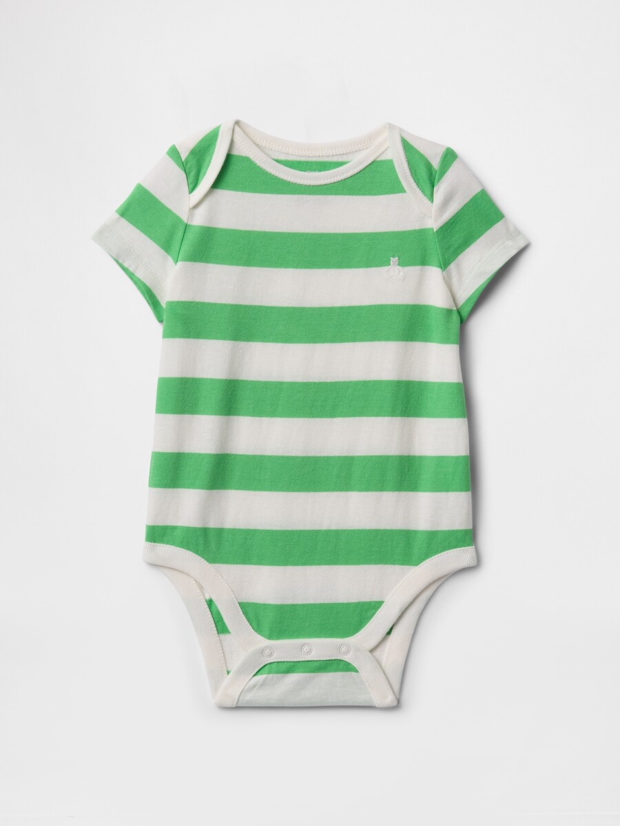 Body A Rayas Bebé - White Green Stripe 