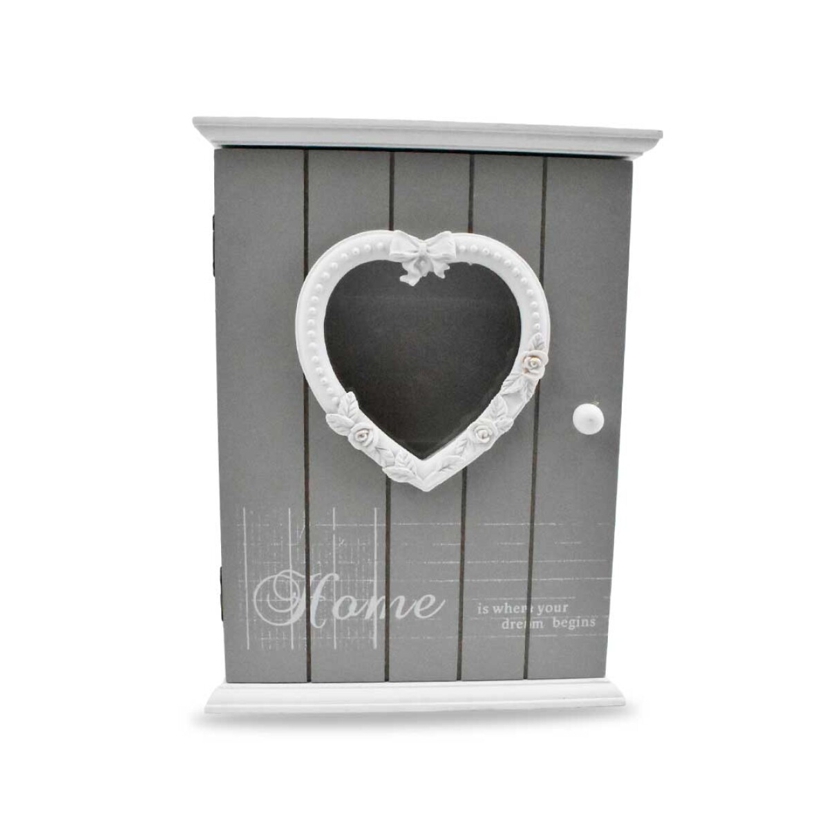 PORTA LLAVES MADERA PUERTA CON VISOR CORAZON HOME 18X6X24CM 26110 