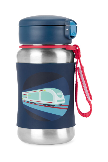 Botella de acero inox. con sorbito, diseño tren Botella de acero inox. con sorbito, diseño tren