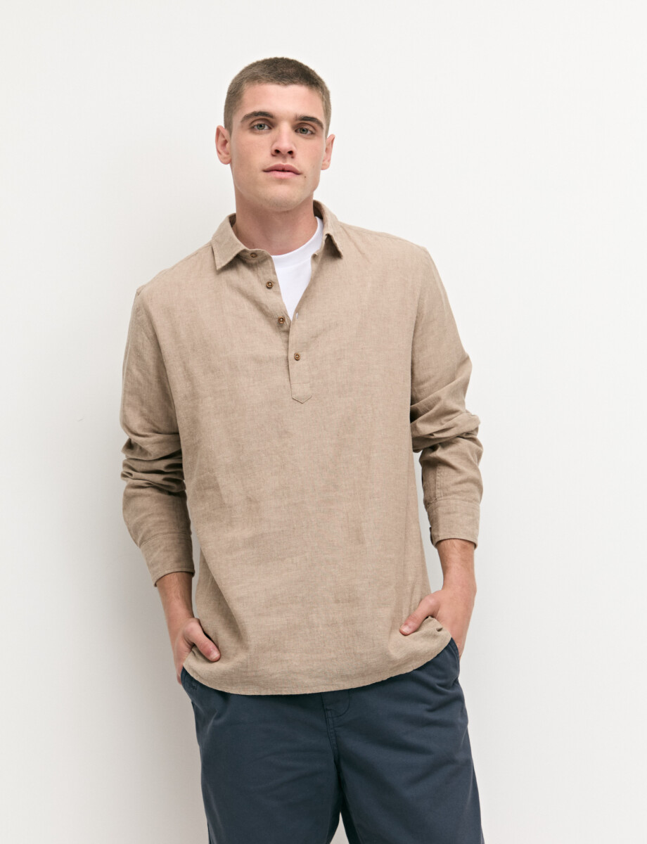 012766 CAMISA LINO WIN Camel