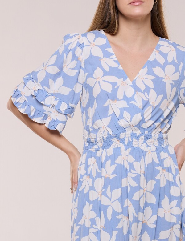 Vestido Volados Printed CELESTE/MULTI