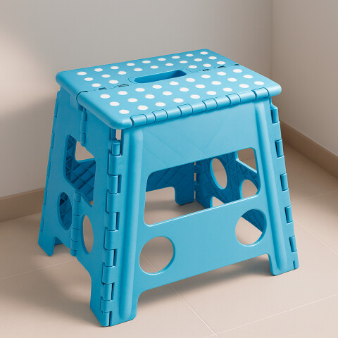 Banco Plegable Multiuso Resistente Banquito 32 Cm Alto 90 Kg Color Variante Azul